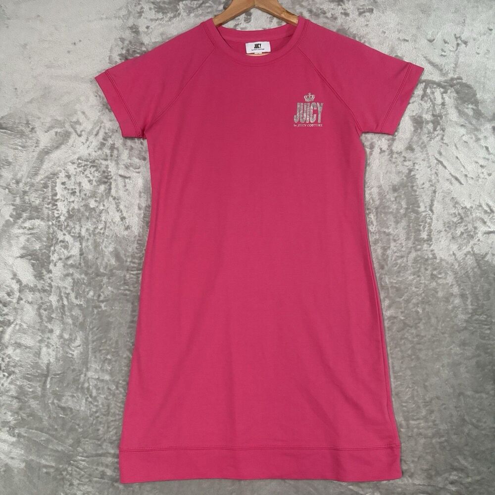Juicy by Juicy Couture Hot Pink T-Shirt Dress Y2K McBling Streetwear Athleisure